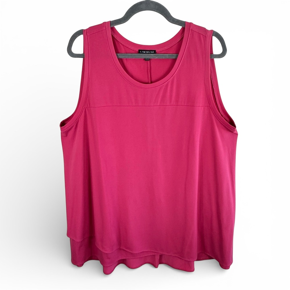 Lane Bryant Pink Sleeveless Layered Hem Tank Top Plus Size 18/20 Fuchsia Blouse